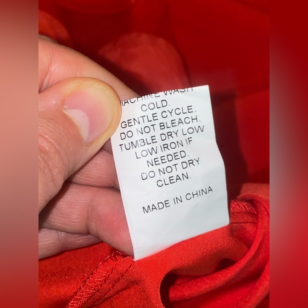 Elegant Red Women's Top with Unique Sleeve Design - Picture 4 of 6